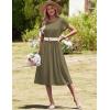image:imageHOTOUCH Womens Summer ALine Midi Dresses 2026 Casual Floral Short Sleeve TShirt Dress Flowy Beach Sundress with PocketsArmy Green