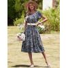 image:imageHOTOUCH Womens Summer ALine Midi Dresses 2026 Casual Floral Short Sleeve TShirt Dress Flowy Beach Sundress with PocketsGreen Floral Print