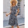 image:imageHOTOUCH Womens Summer ALine Midi Dresses 2026 Casual Floral Short Sleeve TShirt Dress Flowy Beach Sundress with PocketsGreen Floral Print