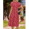 image:imageHOTOUCH Womens Summer ALine Midi Dresses 2026 Casual Floral Short Sleeve TShirt Dress Flowy Beach Sundress with PocketsRed Print