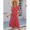 image:imageHOTOUCH Womens Summer ALine Midi Dresses 2026 Casual Floral Short Sleeve TShirt Dress Flowy Beach Sundress with PocketsRed Print