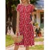 image:imageHOTOUCH Womens Summer ALine Midi Dresses 2026 Casual Floral Short Sleeve TShirt Dress Flowy Beach Sundress with PocketsRed Print