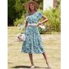 image:imageHOTOUCH Womens Summer ALine Midi Dresses 2026 Casual Floral Short Sleeve TShirt Dress Flowy Beach Sundress with PocketsSp115