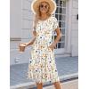 image:imageHOTOUCH Womens Summer ALine Midi Dresses 2026 Casual Floral Short Sleeve TShirt Dress Flowy Beach Sundress with PocketsWhite Print