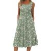 image:imageHOTOUCH Summer Casual Dresses for Women Sleeveless Midi Dress Swing Tank Sundress Pleated Tshirt Dress with PocketsFloralbf306