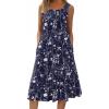 image:imageHOTOUCH Summer Casual Dresses for Women Sleeveless Midi Dress Swing Tank Sundress Pleated Tshirt Dress with PocketsFloralsf180