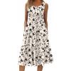 image:imageHOTOUCH Summer Casual Dresses for Women Sleeveless Midi Dress Swing Tank Sundress Pleated Tshirt Dress with PocketsFloralsf239
