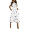 image:imageHOTOUCH Summer Dresses for Women 2026 Casual Midi Dress Petal Short Sleeve A Line Dress Pleated Flare SundressAwhite Floral 01