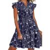 image:imageHOTOUCH Women Printed Dress for Summer Short Ruffle Sleeve Dress Tiered Mini Dress with PocketsFloralsf180