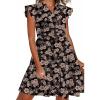 image:imageHOTOUCH Women Printed Dress for Summer Short Ruffle Sleeve Dress Tiered Mini Dress with PocketsFloralsf290