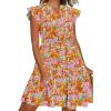 image:imageHOTOUCH Women Printed Dress for Summer Short Ruffle Sleeve Dress Tiered Mini Dress with PocketsFloralwf82