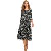 image:imageHOTOUCH Womens 34 Sleeve Aline and Flare Midi Long DressNblack Floral