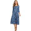 image:imageHOTOUCH Womens 34 Sleeve Aline and Flare Midi Long DressNblue Floral 01
