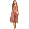 image:imageHOTOUCH Womens 34 Sleeve Aline and Flare Midi Long DressNred Floral