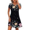 image:imageHOTOUCH Womens Casual ALine Dress with Pockets Summer Beach Floral Tshirt Dress Short Sleeve Mini Dress Flowy SundressesBlack Floralprinted