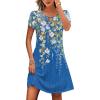 image:imageHOTOUCH Womens Casual ALine Dress with Pockets Summer Beach Floral Tshirt Dress Short Sleeve Mini Dress Flowy SundressesDark Blue Floralprintrd