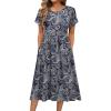 image:imageHOTOUCH Womens Summer ALine Midi Dresses 2026 Casual Floral Short Sleeve TShirt Dress Flowy Beach Sundress with PocketsGreen Floral Print