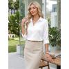 image:imageHOTOUCH Button Down Shirts for Women Satin Silk Collared Dressy Casual Blouses Loose Long Sleeve Office Work TopsAwhite