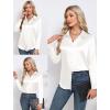 image:imageHOTOUCH Button Down Shirts for Women Satin Silk Collared Dressy Casual Blouses Loose Long Sleeve Office Work TopsAwhite