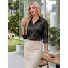 image:imageHOTOUCH Button Down Shirts for Women Satin Silk Collared Dressy Casual Blouses Loose Long Sleeve Office Work TopsBlack