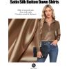 image:imageHOTOUCH Button Down Shirts for Women Satin Silk Collared Dressy Casual Blouses Loose Long Sleeve Office Work TopsBrown