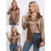 image:imageHOTOUCH Button Down Shirts for Women Satin Silk Collared Dressy Casual Blouses Loose Long Sleeve Office Work TopsBrown