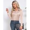 image:imageHOTOUCH Button Down Shirts for Women Satin Silk Collared Dressy Casual Blouses Loose Long Sleeve Office Work TopsChampagne