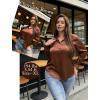 image:imageHOTOUCH Button Down Shirts for Women Satin Silk Collared Dressy Casual Blouses Loose Long Sleeve Office Work TopsChocolate Brown