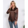 image:imageHOTOUCH Button Down Shirts for Women Satin Silk Collared Dressy Casual Blouses Loose Long Sleeve Office Work TopsChocolate Brown