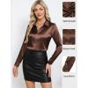 image:imageHOTOUCH Button Down Shirts for Women Satin Silk Collared Dressy Casual Blouses Loose Long Sleeve Office Work TopsChocolate Brown