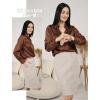 image:imageHOTOUCH Button Down Shirts for Women Satin Silk Collared Dressy Casual Blouses Loose Long Sleeve Office Work TopsChocolate Brown