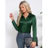 image:imageHOTOUCH Button Down Shirts for Women Satin Silk Collared Dressy Casual Blouses Loose Long Sleeve Office Work TopsGreen