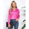image:imageHOTOUCH Button Down Shirts for Women Satin Silk Collared Dressy Casual Blouses Loose Long Sleeve Office Work TopsHot Pink