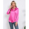 image:imageHOTOUCH Button Down Shirts for Women Satin Silk Collared Dressy Casual Blouses Loose Long Sleeve Office Work TopsHot Pink