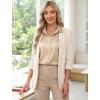 image:imageHOTOUCH Button Down Shirts for Women Satin Silk Collared Dressy Casual Blouses Loose Long Sleeve Office Work TopsKhaki