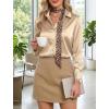 image:imageHOTOUCH Button Down Shirts for Women Satin Silk Collared Dressy Casual Blouses Loose Long Sleeve Office Work TopsKhaki