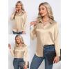 image:imageHOTOUCH Button Down Shirts for Women Satin Silk Collared Dressy Casual Blouses Loose Long Sleeve Office Work TopsKhaki