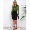 image:imageHOTOUCH Button Down Shirts for Women Satin Silk Collared Dressy Casual Blouses Loose Long Sleeve Office Work TopsOlive Green