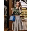 image:imageHOTOUCH Button Down Shirts for Women Satin Silk Collared Dressy Casual Blouses Loose Long Sleeve Office Work TopsOlive Green