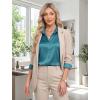 image:imageHOTOUCH Button Down Shirts for Women Satin Silk Collared Dressy Casual Blouses Loose Long Sleeve Office Work TopsPeacock Blue