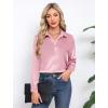 image:imageHOTOUCH Button Down Shirts for Women Satin Silk Collared Dressy Casual Blouses Loose Long Sleeve Office Work TopsPink