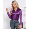 image:imageHOTOUCH Button Down Shirts for Women Satin Silk Collared Dressy Casual Blouses Loose Long Sleeve Office Work TopsPurple
