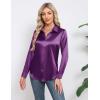 image:imageHOTOUCH Button Down Shirts for Women Satin Silk Collared Dressy Casual Blouses Loose Long Sleeve Office Work TopsPurple