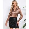 image:imageHOTOUCH Button Down Shirts for Women Satin Silk Collared Dressy Casual Blouses Loose Long Sleeve Office Work TopsToffee