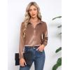 image:imageHOTOUCH Button Down Shirts for Women Satin Silk Collared Dressy Casual Blouses Loose Long Sleeve Office Work TopsToffee