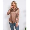 image:imageHOTOUCH Button Down Shirts for Women Satin Silk Collared Dressy Casual Blouses Loose Long Sleeve Office Work TopsToffee