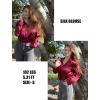 image:imageHOTOUCH Button Down Shirts for Women Satin Silk Collared Dressy Casual Blouses Loose Long Sleeve Office Work TopsWine Red