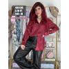 image:imageHOTOUCH Button Down Shirts for Women Satin Silk Collared Dressy Casual Blouses Loose Long Sleeve Office Work TopsWine Red
