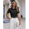 image:imageHOTOUCH Button Down Shirts for Women Short Sleeve Stretch Dress Shirt WrinkleFree Formal Work Blouses Summer Tops S2XLAblack