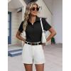 image:imageHOTOUCH Button Down Shirts for Women Short Sleeve Stretch Dress Shirt WrinkleFree Formal Work Blouses Summer Tops S2XLAblack